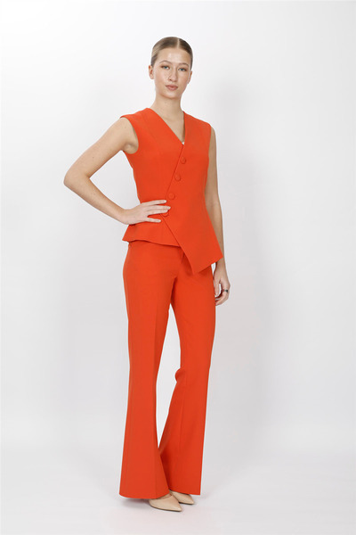 ÖNDER ÖZSOY V-Neck Asymmetric Vest 1533506-Orange - 1533506