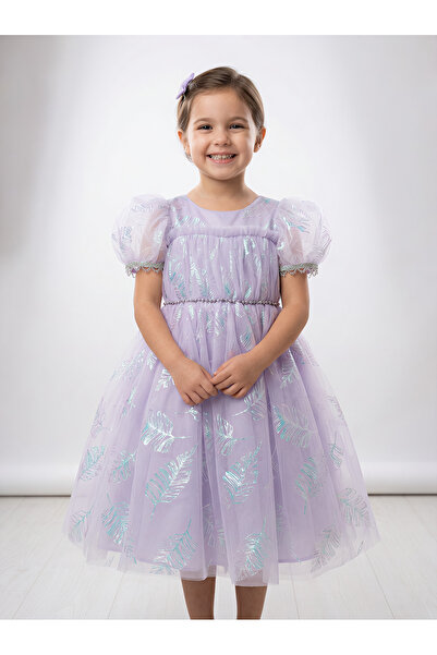 Cortigiani Girls Party Dress with foil print