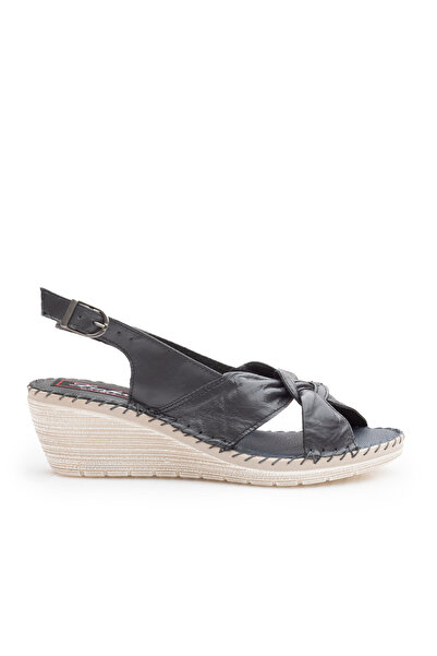 UrbanShoes Sandale cu platforma dama din piele naturala,Leofex - 214-2 Negru Box