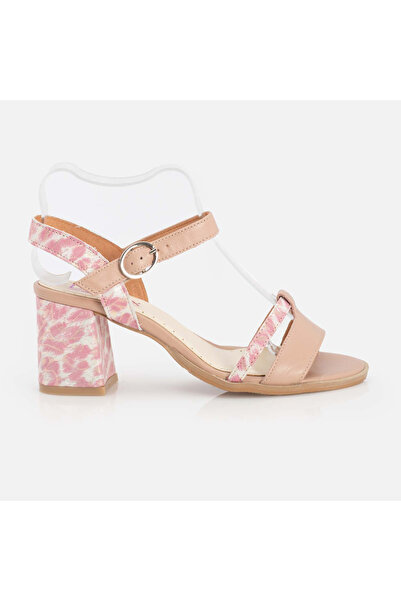 UrbanShoes Sandale cu toc damă din piele naturală, Leofex - 127-2 Roz Box