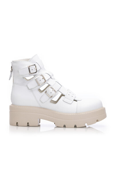 UrbanShoes Women's perforated boots made of Genuine Leather, Leofex - 369 Whi...