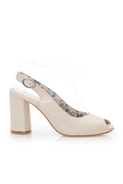 UrbanShoes Sandale cu toc damă din piele naturală, Leofex - 250 Bej Box