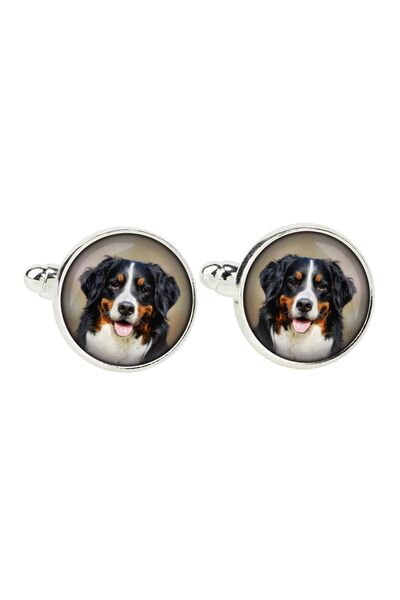 Art - Dog Bernese Mountain Dog - cufflinks, a shirt accessory, a shirt pendan...