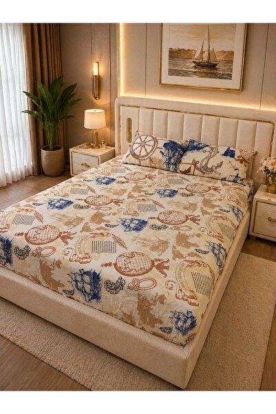 Hanzade Σετ σεντόνια με ελαστική εφαρμογή και σχέδιο, με προστατευτικό στρώμα...