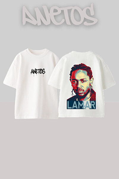 Anetos Kendrick Lamar Design Back Printed Cotton White Oversize T-Shirt