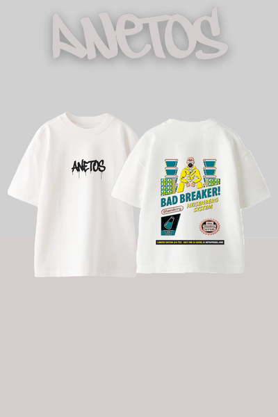 Anetos Μπλουζάκι Breaking Bad 1 Design Back με τύπωμα Cotton White oversized