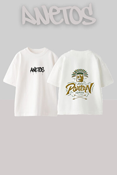 Anetos Μπλουζάκι Alex Poatan με στάμπα στην πλάτη, βαμβακερό λευκό oversize