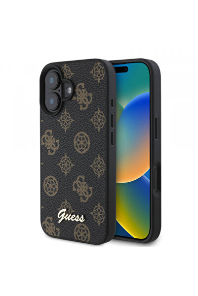 Stef's Cat Θήκη MagSafe για Apple iPhone 16, Guess, Peony Script, Μαύρο