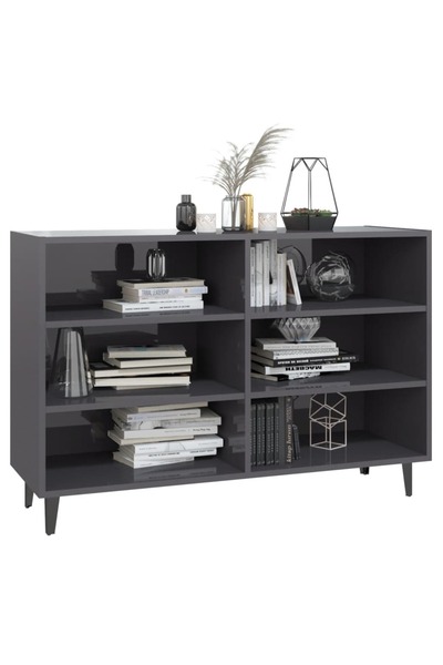 vidaxl Ραφιέρα Γυαλιστερή Γκρι 103,5 x 35 x 70 εκ. Μοριοσανίδα