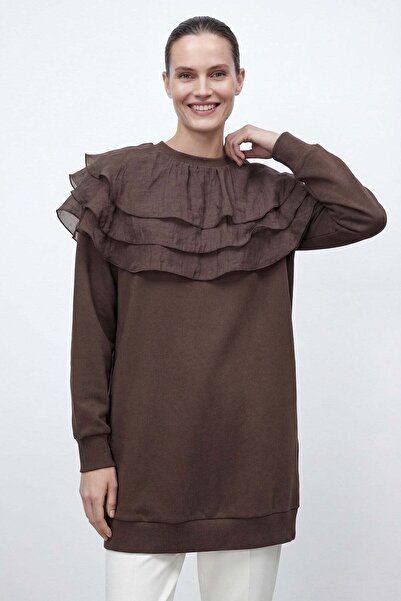 Puane Γυναικείο Μακρύ Τουνίκ με Βολάν και Λεπτομέρειες ΚΑΦΕ 10770TUN