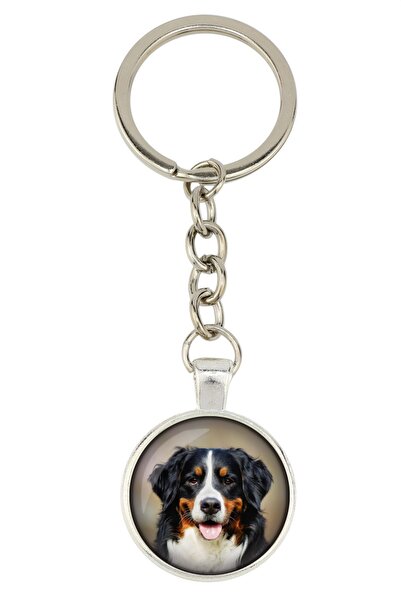 Art - Dog Bernese Mountain Dog - keychain with your photo, key decoration, ba...