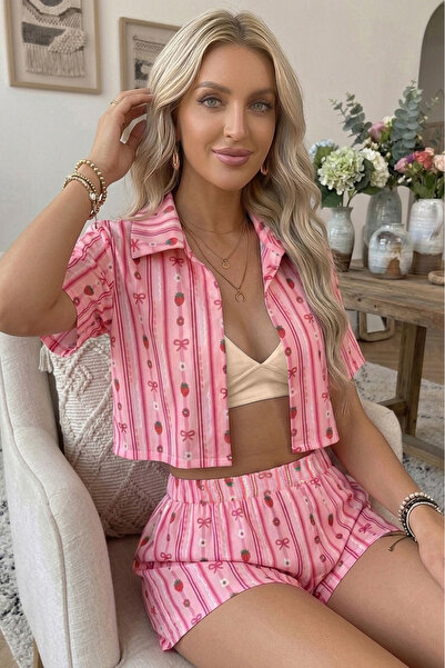 BELLA NOTTE Sweet Strawberry Lounge Shorts Pajama Set