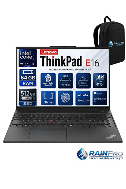 LENOVO Thinkpad E16 Gen2 Intel Core Ultra 5 125U 64 GB DDR5 512 GB SSD 16" Wu...