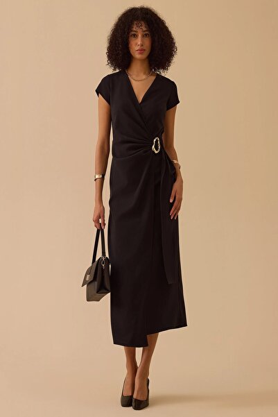 Rain and River Double-Breasted Midi Length Dress