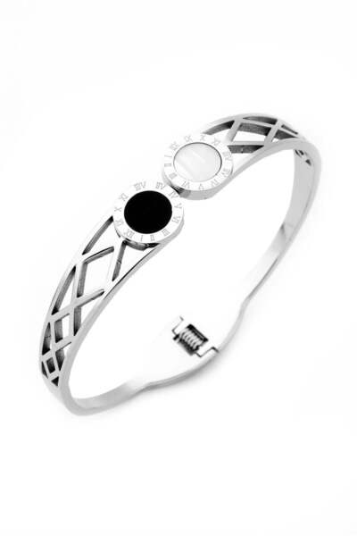 Bozhi Bracelet Stainless Steel Silver Minimal Elegance Handcuff Stylish Gift