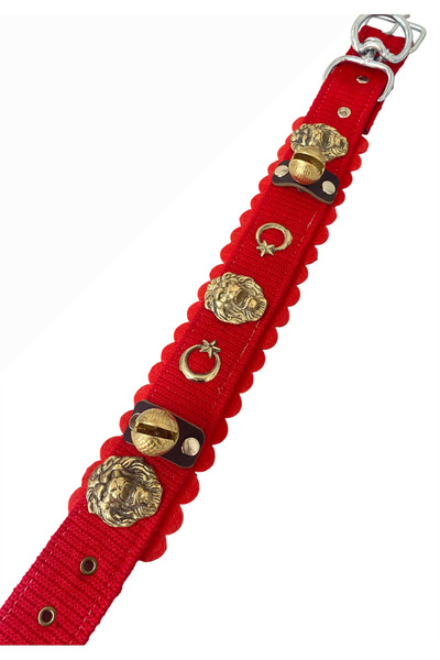 Sürmeli Tasma Kangal Dog Collar Palaska 2 Bell Lion Head Moon Star Model