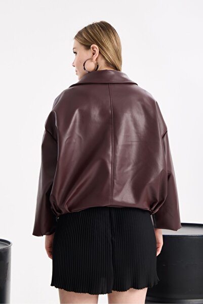 IJAN GiYiM Kadın Tokalı Deri Oversize Relax Fit Kesim
