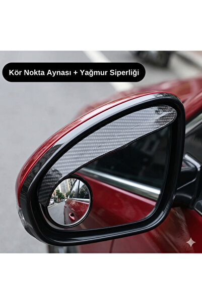 TUMKE Oto Araç Kör Nokta Aynası 360 Derece Dönebilir Karbon Şapkalı Araç Ayna...