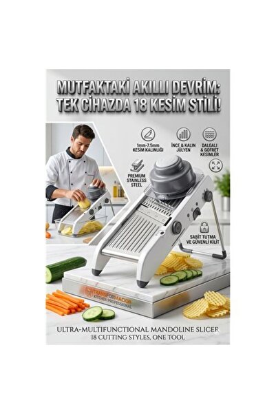 ModaCar Profesyonel Mandolin Rende Sebze Doğrayıcı - 18 Fonksiyonlu Ayarlı Jü...
