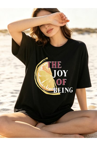 Fleck تي شيرتات نسائية بتصميم The Joy Of Being Lemon Slice بتصميم صيفي كاجوال