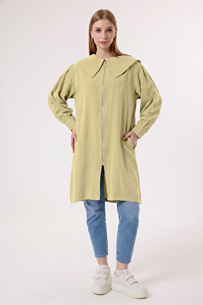 Suede Style 6437 - Κομψό, άνετο μακρύ τουνίκ με φερμουάρ και λεπτομέρεια δεσί...