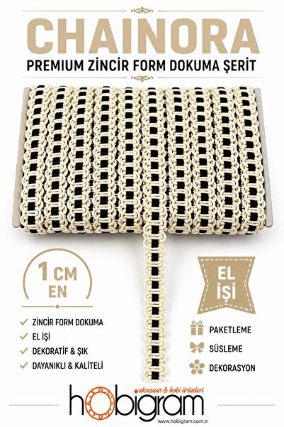 Hobigram Krem crna Chainora premium lančana tkanina u obliku trake – 5 metara