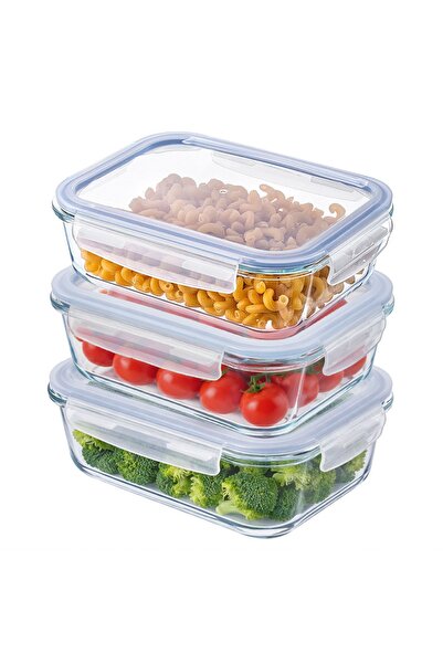KADAX Recipient alimentar din sticlă 1520ml cu capac, cutie de prânz, 3 bucăți