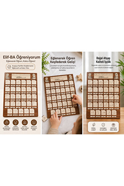 münzevi Ahşap Elifba/Kuran-ı Kerim Öğreniyorum/Tak-Çıkar Puzzle Eğitici Mateyal
