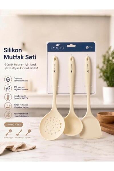 LAVORA 3 Parça Silikon Mutfak Seti Beyaz