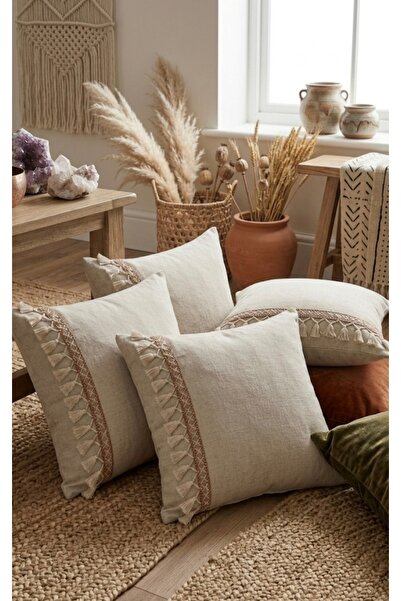 oiphome fashion designer Κάλυμμα μαξιλαριού Bohemian, φυσικό λινό 43x43, ακατ...