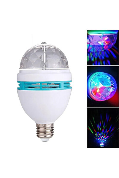 Egonex Renkli Led Ampul Disko Ampulü Hareketli 360 Derece Dönen Disko Topu