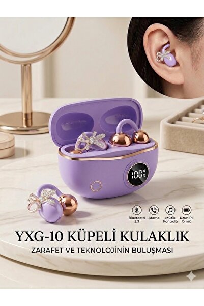 Serreha YXG-10 Kristal Fiyonklu Küpeli Bluetooth Kulaklık LED Ekranlı Kablosu...