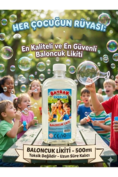 Tıfıl Toys Bayrak Bubbles Baloncuk Likiti – 500 ml Büyük Boy – Özel Formüllü,...