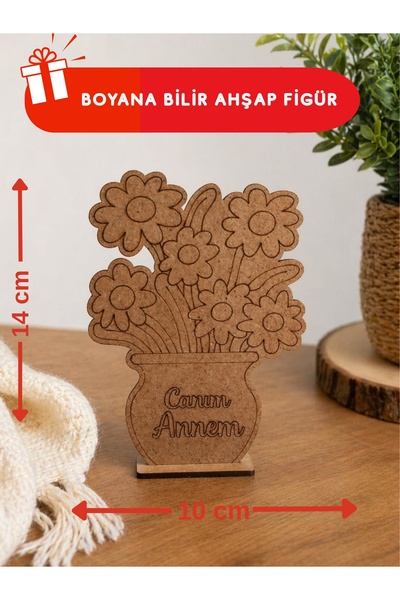 kalpalazer 1 Adet Boyanabilir Standlı Ahşap Oyuncak Aktivite Annler Günü Çiçek