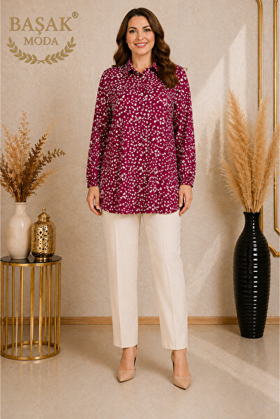 MK MODA BAŞAK Fashionable Shirt with Shoulder Puffs and Pattern, Comfortable ...