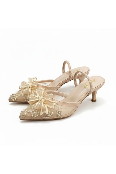 AZR Beaded Back-Strap Rubber Sole Shoes