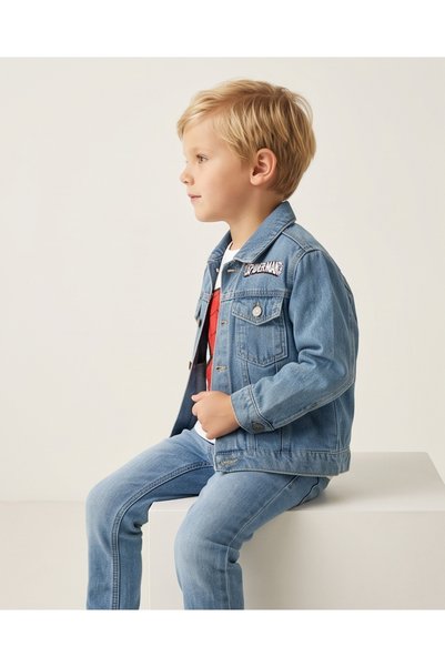 melisam.msg Erkek Çocuk Denim Kot Ceket Spider Man