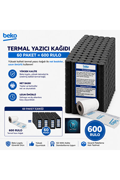 Beko X30 TR - 300 TR - 220 TR - 400 TR Yazarkasa Termal Pos Rulosu ( 60 Paket...