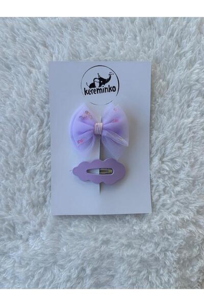 Kereminko Bebek Baby Girl & Child Tulle Bow Clip and Wavy Snap Buckle Set