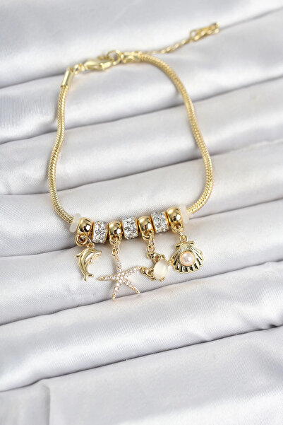 Clariss Brass Gold Color Summer Concept Charm Women's Bracelet