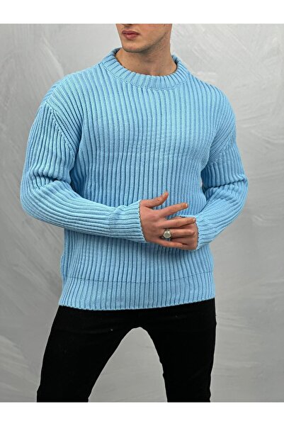 MODEFENDİ Oversized Sweater with Thick Line Detail