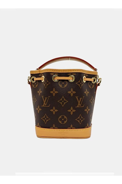 LVM Brown coated canvas bucket bag with letter print, shoulder bag, crossbody...