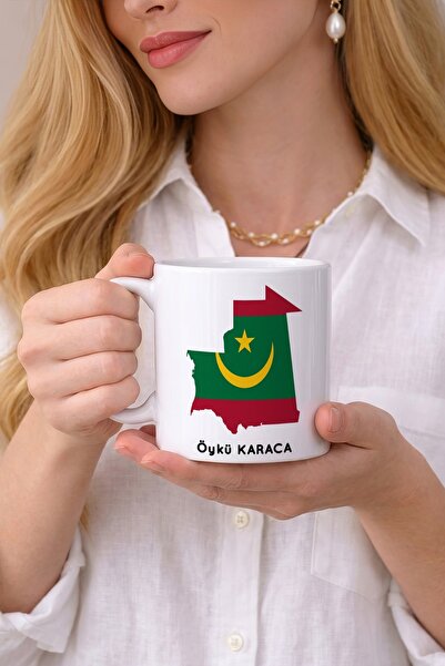 Kirbi Reklam كوب من البورسلين مطبوع عليه علم موريتانيا هدية
