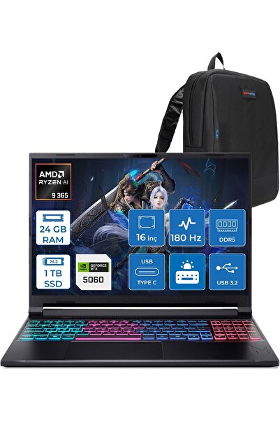 ACER Nitro V 16S Aı AN16S Amd Ryzen™ Aı 9 365 24GB Ddr5 1tb SSD 8GB/RTX5060 1...