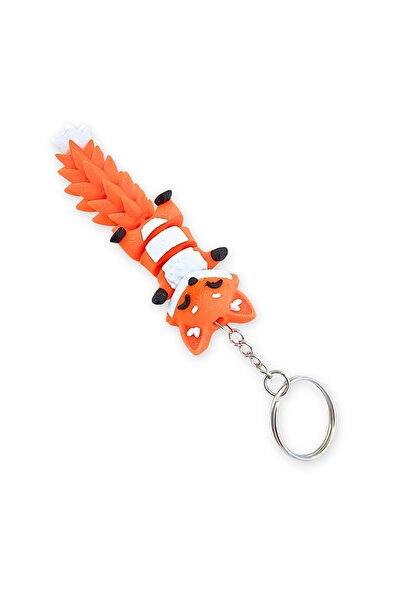 rmys Cute Fox with Wagging Tail Keychain – 3D Printed Movable Design