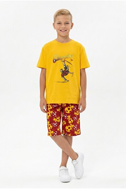 ALKINKİDS 3-13 Years Old Boys' Champion Galatasaray Patterned 100% Cotton Sho...