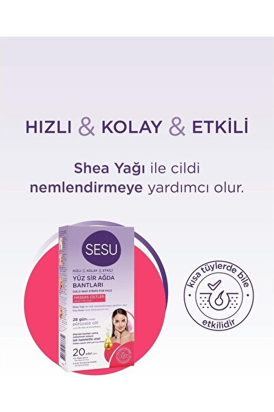 Sesu Sir Ağda Bantları Yüz Bölgesi Hassas Ciltler 20 Li x 2 Adet