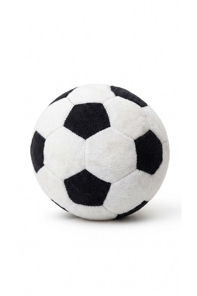 AsefKids Siyah Beyaz Yumuşak Peluş Taraftar Futbol Topu