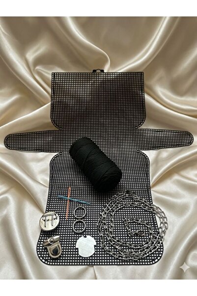 VELORİA BAG & SCARF ORTA Boy Plastik Kanvas Polyester Makrome İpli Çanta Yapı...