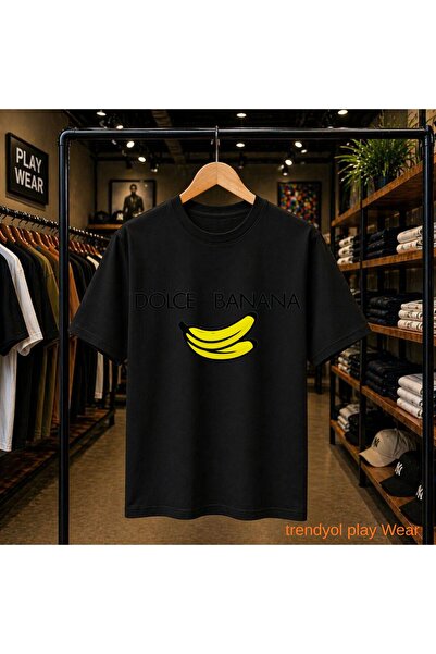 playwear تي شيرت دولتشي بانا نا مطبوع عليه صورة الموز، مصنوع من القطن بنسبة 1...